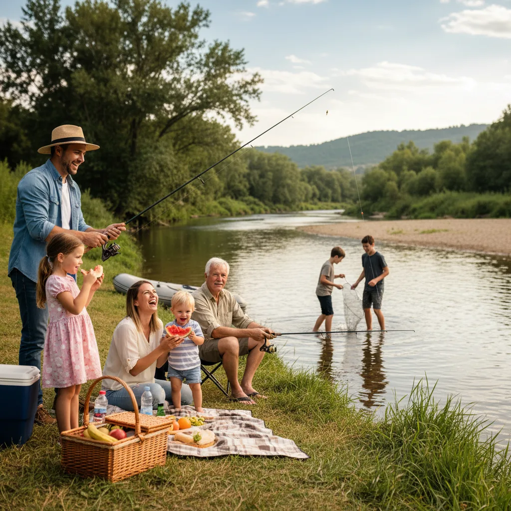 Familientour – Angeln & Picknick am Flussufer