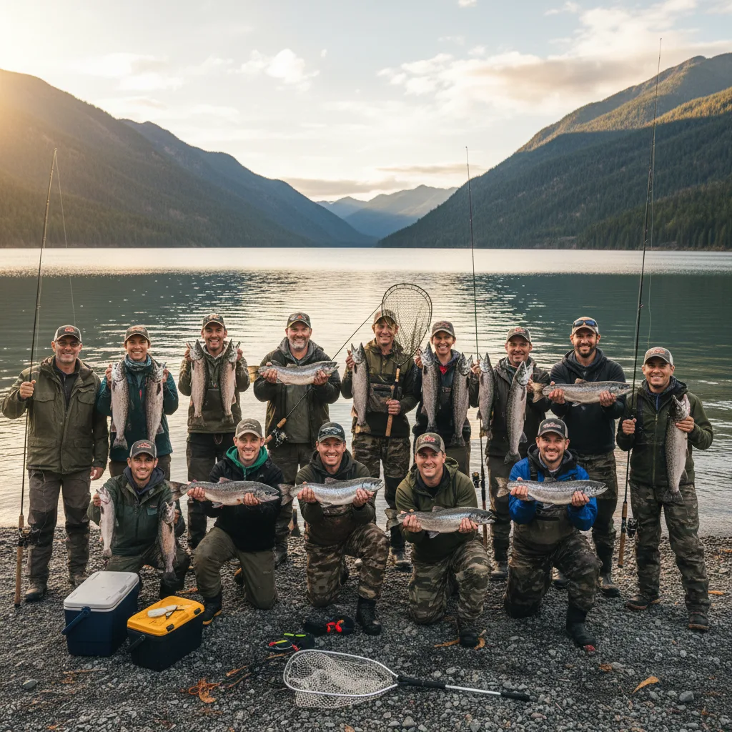 Das Team von FangFieber Touren gemeinsam beim Angeln in der Natur